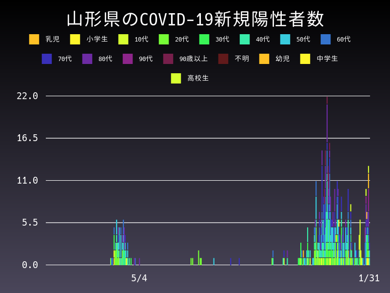 2021年1月31日 山形県の新型コロナウイルス新規陽性者数